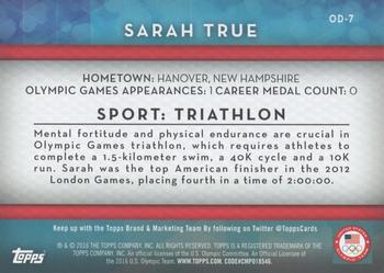 2016 Topps U.S. Olympic & Paralympic Team Hopefuls - Olympic Disciplines #OD-7 Sarah True Back
