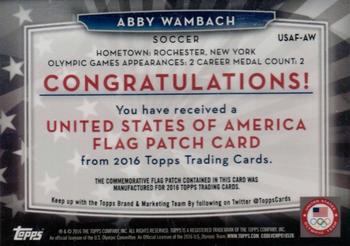 2016 Topps U.S. Olympic & Paralympic Team Hopefuls - USA Flag Patch Commemorative Relics #USAF-AW Abby Wambach Back