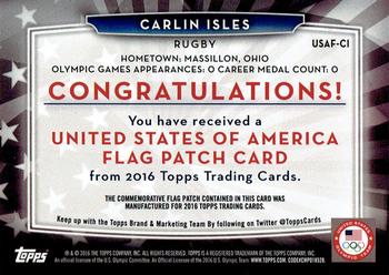 2016 Topps U.S. Olympic & Paralympic Team Hopefuls - USA Flag Patch Commemorative Relics #USAF-CI Carlin Isles Back