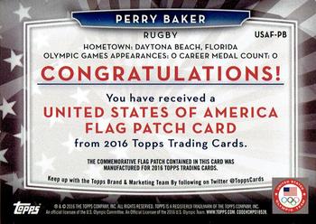 2016 Topps U.S. Olympic & Paralympic Team Hopefuls - USA Flag Patch Commemorative Relics #USAF-PB Perry Baker Back