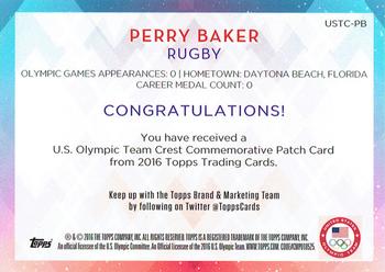 2016 Topps U.S. Olympic & Paralympic Team Hopefuls - Crest Patches #USTC-PB Perry Baker Back