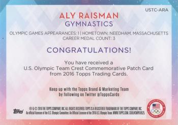 2016 Topps U.S. Olympic & Paralympic Team Hopefuls - Crest Patches Red #USTC-ARA Aly Raisman Back