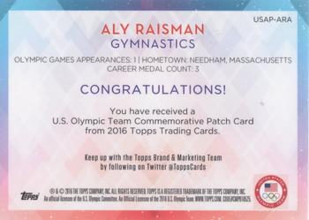 2016 Topps U.S. Olympic & Paralympic Team Hopefuls - Team Patches Red #USAP-ARA Aly Raisman Back
