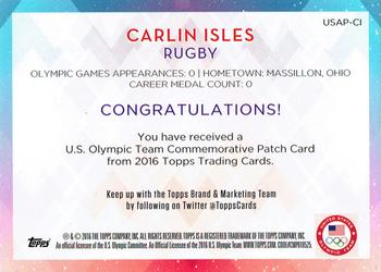 2016 Topps U.S. Olympic & Paralympic Team Hopefuls - Team Patches Red #USAP-CI Carlin Isles Back