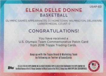 2016 Topps U.S. Olympic & Paralympic Team Hopefuls - Team Patches Red #USAP-ED Elena Delle Donne Back