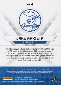 2016 Panini The National #4 Jake Arrieta Back