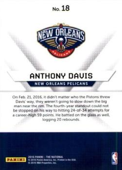 2016 Panini The National #18 Anthony Davis Back