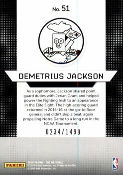 2016 Panini The National #51 Demetrius Jackson Back
