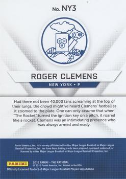 2016 Panini The National - New York Baseball #NY3 Roger Clemens Back