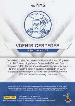 2016 Panini The National - New York Baseball #NY5 Yoenis Cespedes Back