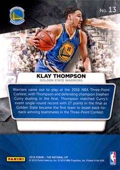 2016 Panini The National VIP #13 Klay Thompson Back