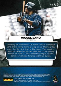 2016 Panini The National VIP #63 Miguel Sano Back