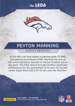 2016 Panini The National - Legends #LEG6 Peyton Manning Back