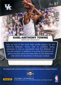 2016 Panini The National VIP - Purple Pulsar #87 Karl-Anthony Towns Back
