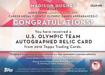 2016 Topps U.S. Olympic & Paralympic Team Hopefuls - Autographed Relics Bronze #USAR-MH Madison Hughes Back
