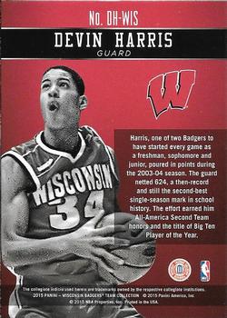 2015 Panini Wisconsin Badgers - Honors #DH-WIS Devin Harris Back
