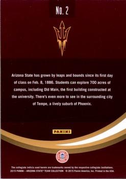 2015 Panini Arizona State Sun Devils #2 Tempe Arizona Back