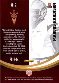 2015 Panini Arizona State Sun Devils #21 Marcus Hardison Back
