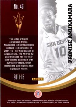 2015 Panini Arizona State Sun Devils #46 Promise Amukamara Back