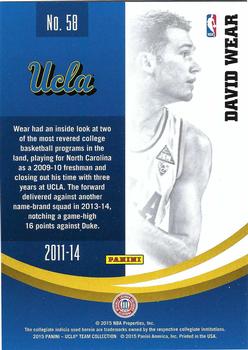 2015 Panini UCLA Bruins #58 David Wear Back