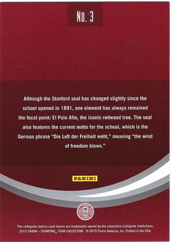 2015 Panini Stanford Cardinal #3 Stanford Official University Seal Back