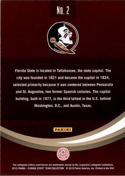 2015 Panini Florida State Seminoles #2 Tallahassee Florida Back