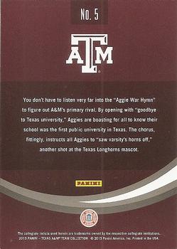 2015 Panini Texas A&M Aggies #5 Fight Song Back