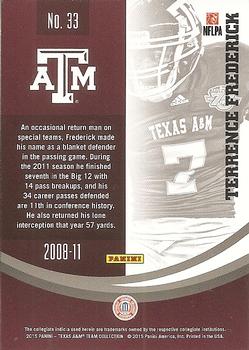 2015 Panini Texas A&M Aggies #33 Terrence Frederick Back