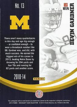 2015 Panini Michigan Wolverines #13 Devin Gardner Back