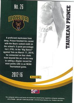 2016 Panini Baylor Bears #26 Taurean Prince Back