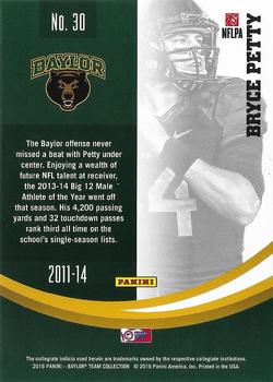 2016 Panini Baylor Bears #30 Bryce Petty Back