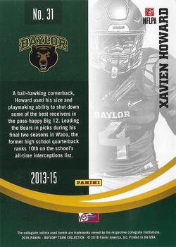 2016 Panini Baylor Bears #31 Xavien Howard Back