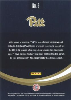 2016 Panini Pittsburgh Panthers #6 School Logo Back
