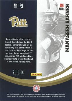 2016 Panini Pittsburgh Panthers #29 Manasseh Garner Back
