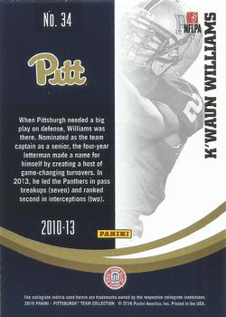 2016 Panini Pittsburgh Panthers #34 K'waun Williams Back