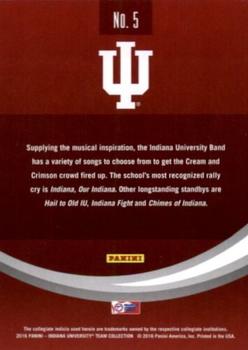 2016 Panini Indiana Hoosiers #5 Fight Song Back