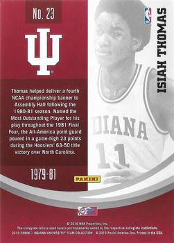 2016 Panini Indiana Hoosiers #23 Isiah Thomas Back