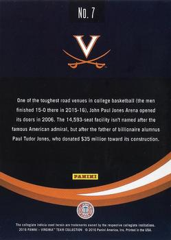 2016 Panini Virginia Cavaliers #7 John Paul Jones Arena Back