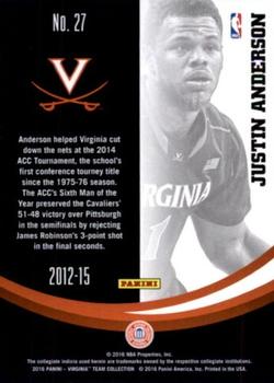 2016 Panini Virginia Cavaliers #27 Justin Anderson Back