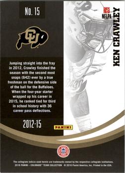 2016 Panini Colorado Buffaloes #15 Ken Crawley Back