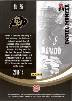2016 Panini Colorado Buffaloes #26 Daniel Munyer Back