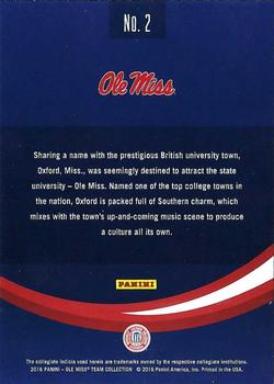 2016 Panini Ole Miss Rebels #2 University of Mississippi Back