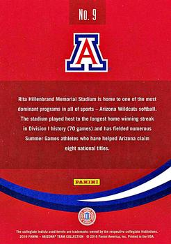 2016 Panini Arizona Wildcats #9 Rita Hillenbrand Memorial Stadium Back