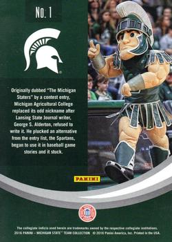 2016 Panini Michigan State Spartans #1 Sparty Back
