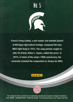 2016 Panini Michigan State Spartans #5 Fight Song Back
