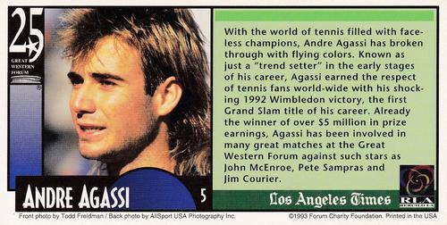 1993 Great Western Forum 25th Anniversary #5 Andre Agassi Back