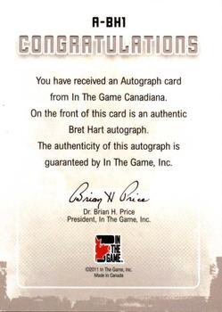 2011 In The Game Canadiana - Autographs Black #A-BH1 Bret Hart Back