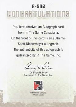 2011 In The Game Canadiana - Autographs Black #A-SN2 Scott Niedermayer Back