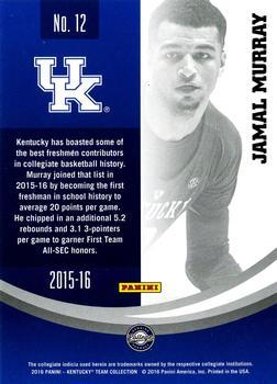 2016 Panini Kentucky Wildcats - Kentucky Black #12 Jamal Murray Back