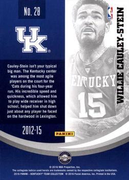 2016 Panini Kentucky Wildcats - Kentucky Black #28 Willie Cauley-Stein Back